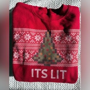 Ugly Christmas Sweater sweatshirt "Its Lit" Size L - FUNNY!
